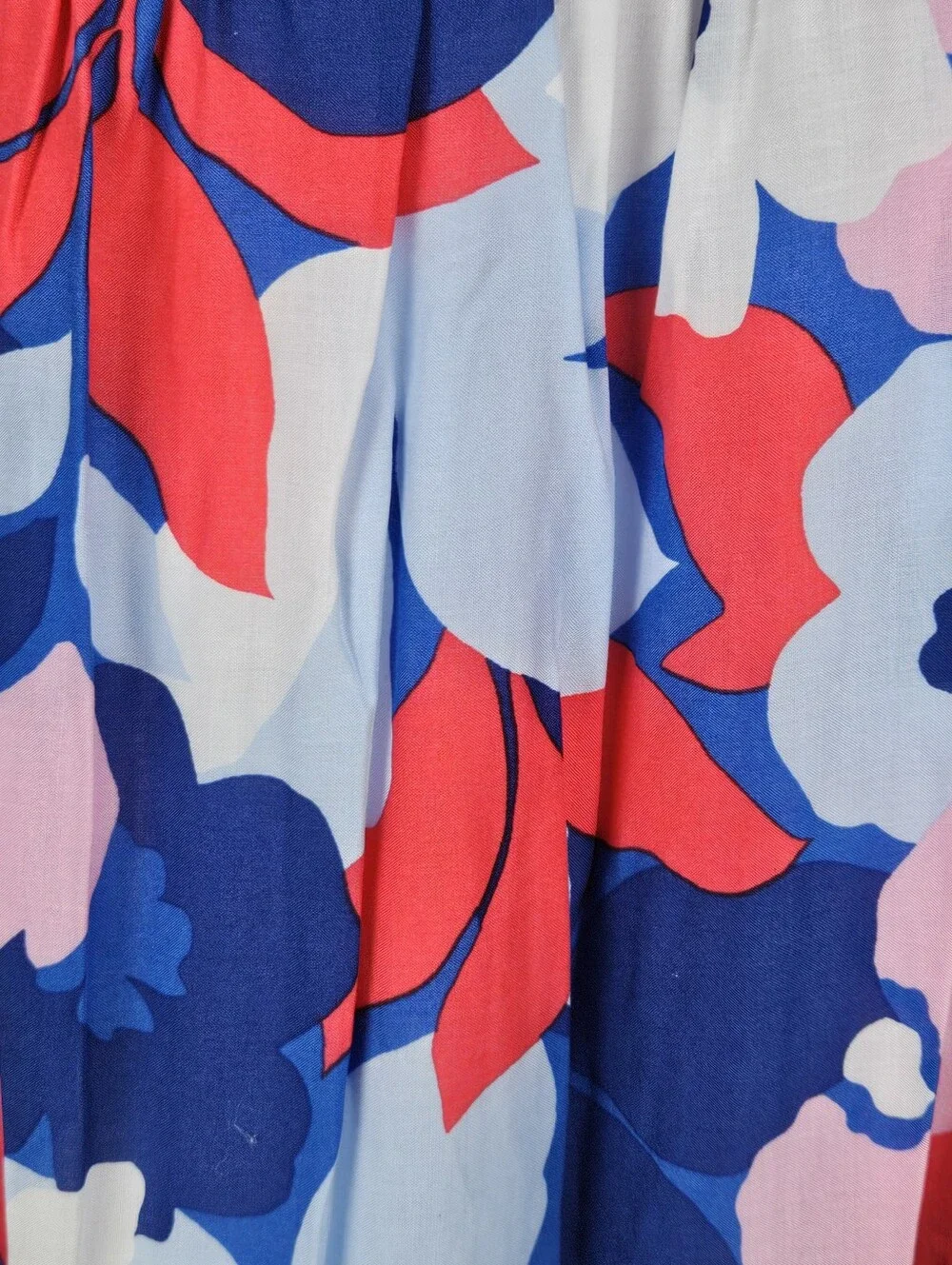 Draper James RSVP Blue Floral Tiered Midi Skirt with Red and Pink Accents NWOT - Picture 5 of 11